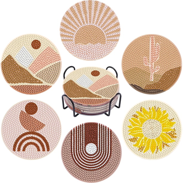 Set de 6 posavasos Art Craft Kit DOTSOPS con forma de diamante