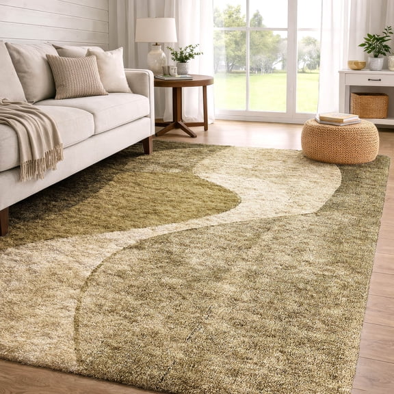 Addison Rugs Dream Shag Premium Machine Washable Transitional Art Deco Brown Rectangle Rug, 10' x 14'