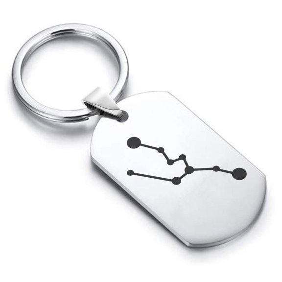 Stainless Steel Taurus (Bull) Astrology Constellation Dog Tag Keychain Circle Ring