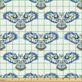 thumbnail image 2 of Ambesonne Owl Fabric by the Yard Upholstery, Ethnic Floral Birds Ornament, 5 Yards, Cobalt Blue Umber Taupe, 2 of 5