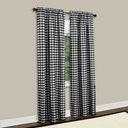 Achim Buffalo Check Window Curtain Panel, 42 inches x 95 inches, Black