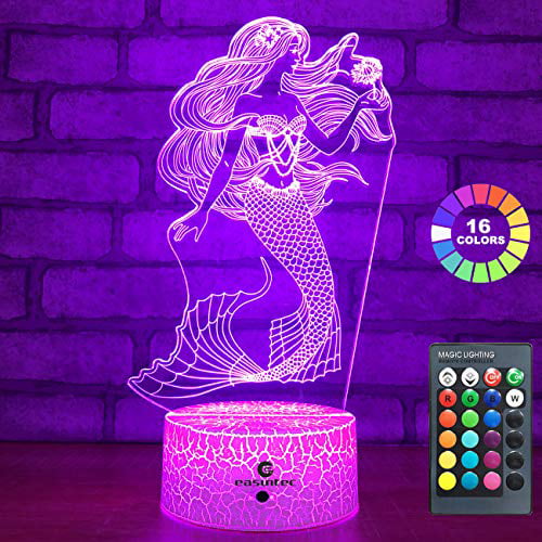 Mermaid Nightlight Crystal Ball 3D LED Lamp Night Light childrens bedroom 