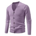 thumbnail image 7 of APEXFWDT Men's V-Neck Cardigan Sweater Long Sleeve Button-Down Knit Outerwear, Casual Layering Jacket,M,Purple, 7 of 7