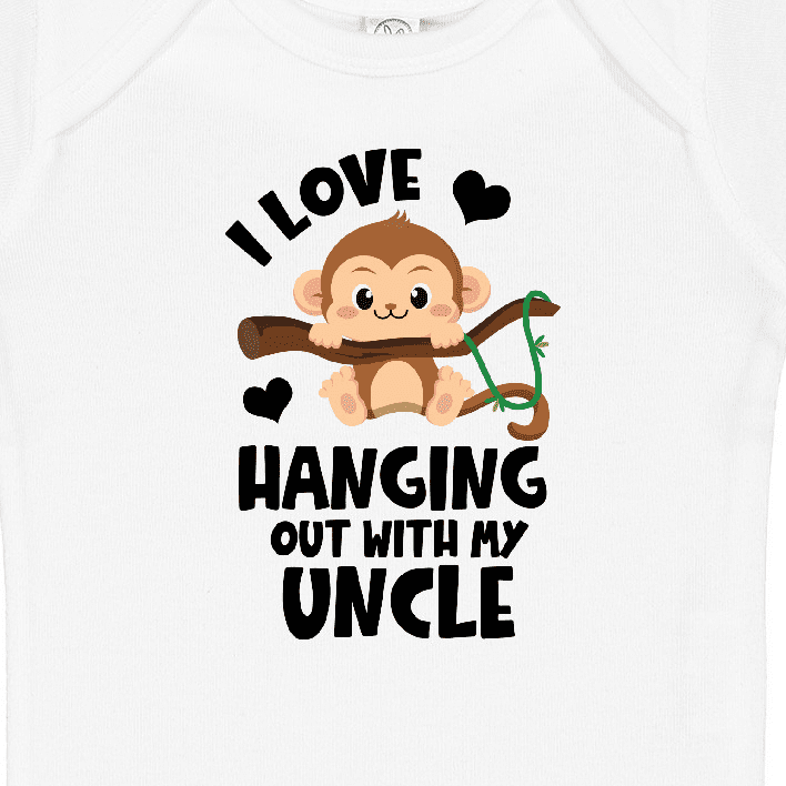 Inktastic Monkey I Love Hanging out with My Uncle Boys or Girls Baby Bodysuit