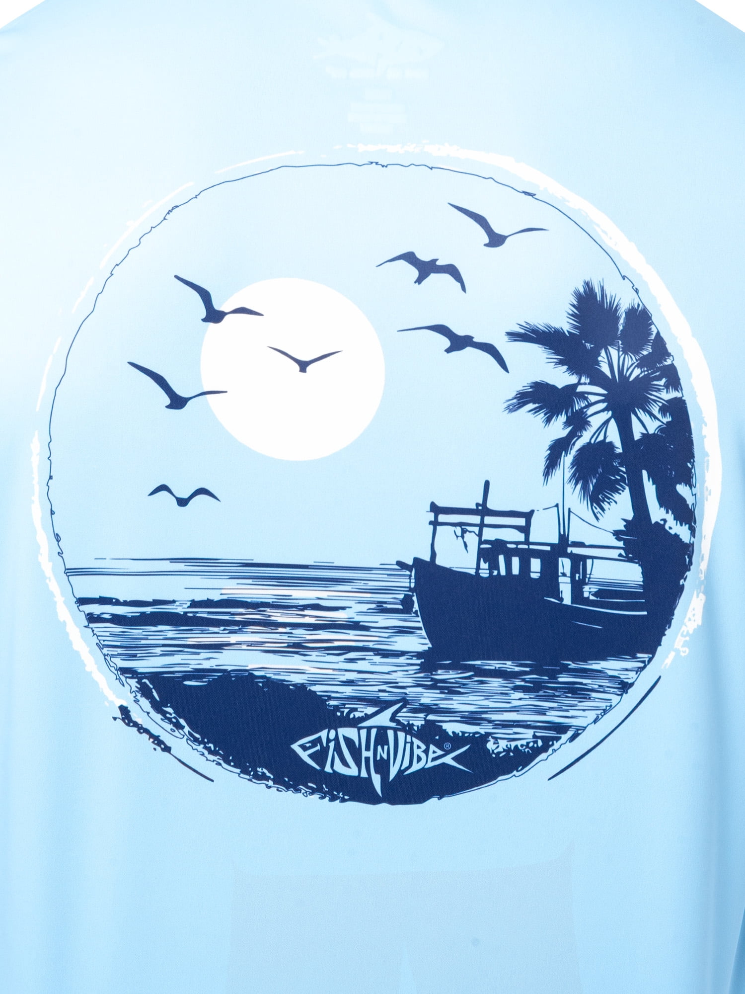 Fish N Vibe Men's Sublimated Long Sleeve Performance Tee, Clear Sky/Fnv Seagulls, XL