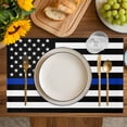 thumbnail image 4 of Blue American Flag Placemats Set of 12, Black White Striped US Flag Stars Placemats for Dining Table, Place Mats for Kitchen Tabletop, Waterproof Wipeable Dining Table Mats Set, 4 of 9