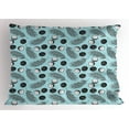thumbnail image 1 of Palm Leaf Pillow Sham Hawaiian Tropical Pattern with Coconuts and Palm Tree Branches Illustration, Decorative Standard Size Printed Pillowcase, 26 X 20 Inches, Aqua Black White, by Ambesonne, 1 of 2