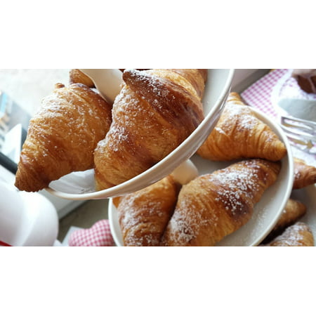 Canvas Print Breakfast Danish Pastry Croissant Baked Goods Dough Stretched Canvas 10 x