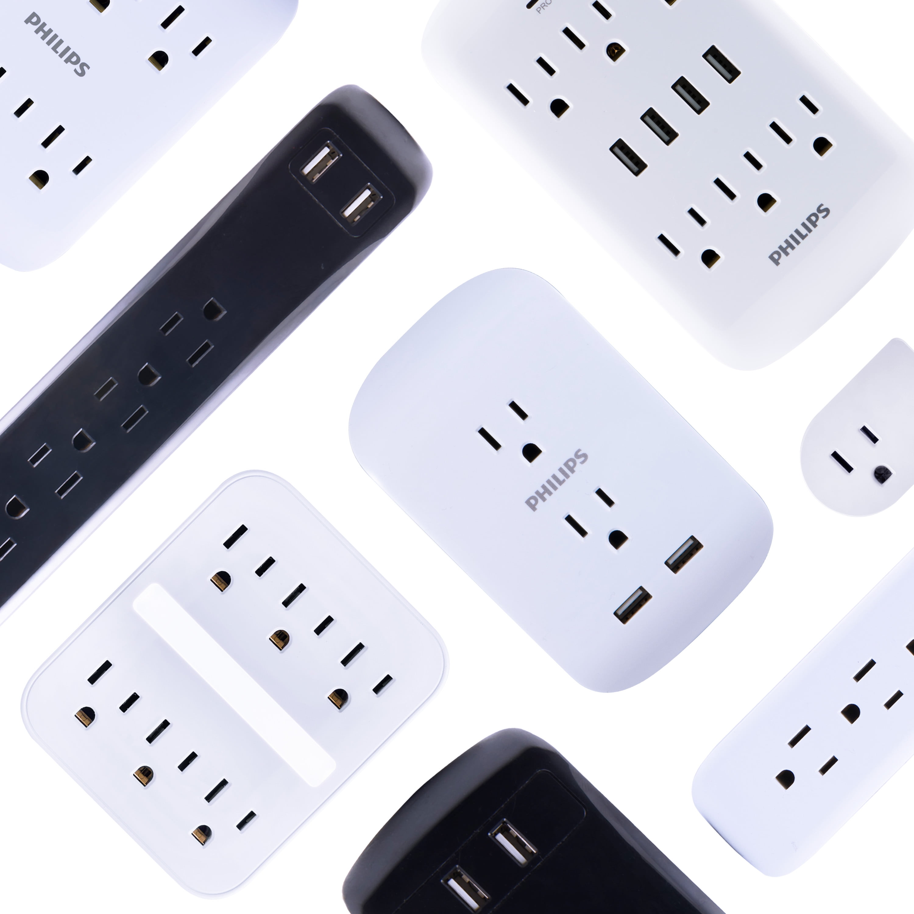 Philips 6-Outlet Grounded Wall Tap with Night Light, 440J, 15A, White, SPP1060WA/37