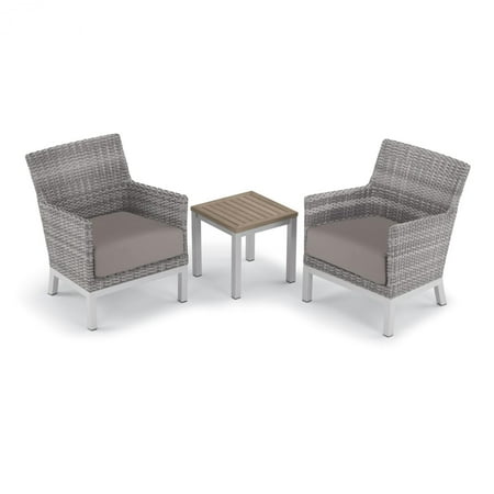 Vintage Salterini Patio Set Argento 3 Piece Wicker Patio Conversation Set W/ Tekwood Vintage End Table & Stone Cushions By Oxford Garden ()