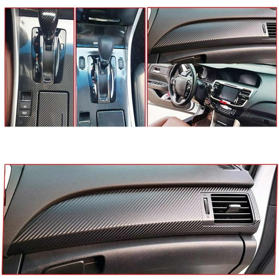 Phyun 5D Carbon Fiber Look Interior Accessories Whole Kit Cover For Honda Accord 2013-2017