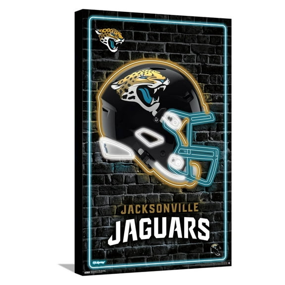 NFL Jacksonville Jaguars - Neon Helmet 23 Canvas Wall Poster, 14.725" x 22.375"