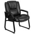 thumbnail image 2 of Emma + Oliver 500 lb. Big & Tall Black LeatherSoft Tufted Side Chair with Sled Base, 2 of 12