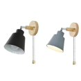 thumbnail image 4 of Lámpara de pared de madera nórdica, luz de noche junto a la cama, lámpara de pared para mesita de noche, lámpara de pared del pasillo con cremallera, 4 of 5