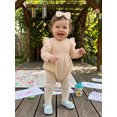 thumbnail image 4 of Cjfdfy Newborn Baby Girl Fall Clothes Ruffle Puff Long Sleeve Romper And Bow Headband Set Infant Baby Girl Solid Color Romper Baby Cute Fall Winter Outfit 0-18 Months, 4 of 9