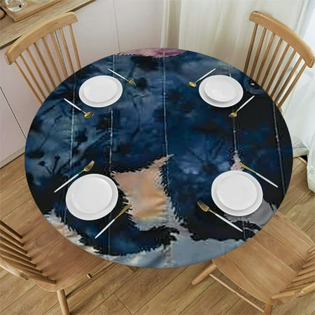 

BCIIG Bear Paw Prints Round Table Cover Stain Resistant Washable Indoor Outdoor Tablecloth Kitchen Dining Wedding Parties Waterproof 100% Polyester Fiber 42 -46