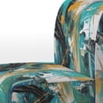 thumbnail image 4 of Designart "Cubist Kaleidoscope Teal Yellow Fusion" Chaise d'Appoint Rembourrée Teal Cubism - Fauteuil Moderne pour Salon, 4 of 7