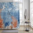 thumbnail image 3 of Summer Blue Ocean Shower Curtain, Nautical Sea Orange Starfish Corals Seashell Waterproof Shower Curtain Set with 12 Hooks Lightweight Bath Curtains Fabric Bathroom Decor 72x84 Inches, 3 of 9