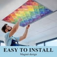 thumbnail image 5 of 1 Pack Colorful Modern Geometric Fluorescent Light Covers for Ceiling Lights Watercolor Rainbow Diamond Pattern Magnetic Ceiling Light Covers Overhead Light Filters for Office Classroom Home, 5 of 9