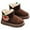 e#101Brown260, variant on CAIVO Festive Reindeer Boots Girls Cozy Fuzzy Winter Lightweight Solid Color Footwear With Non- Sole Kids Outdoor Play Cute Child Shoes