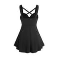thumbnail image 4 of Moxiu Women Steampunk Gothic Dress Halloween Cosplay Spaghetti Strap Sleeveless Flare A-Line Dress Plus Size Lace Up Princess Gown Black,XL, 4 of 5