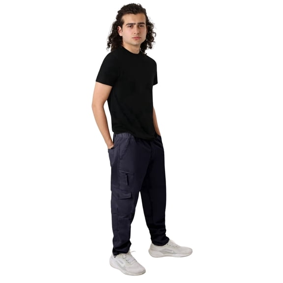 StrongEnough Men’s Cargo Pants - Durable Work Pants for Men with Multi Pockets and Adjustable Waist, Relaxed Fit, Dark Gray Small