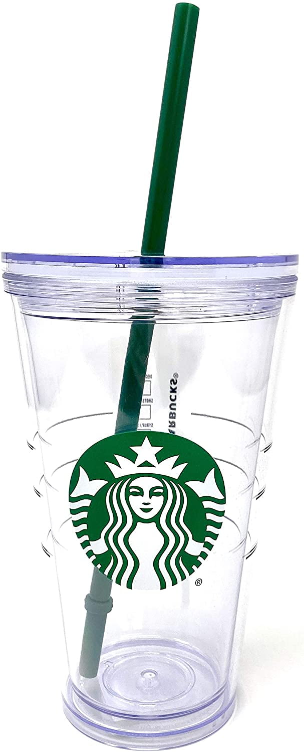 Starbucks Cold Cup Clear Grande Tumbler Viaggiatore Con Logo Verde Paglia 16oz 