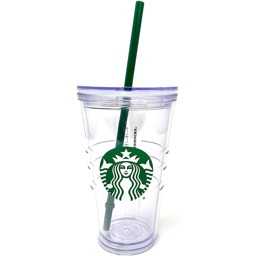 Starbucks Cold Cup Clear Grande Tumbler Traveler With Green Straw Logo