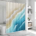 thumbnail image 6 of Blue Ombre Beach Shower Curtain, Waterproof Shower Curtains for Bathroom, Ocean Coastal Gradient Waves Summer Washable Fabric Bathtub Curtain Set Bath Decor with 12 Hooks 48"x72", 6 of 8