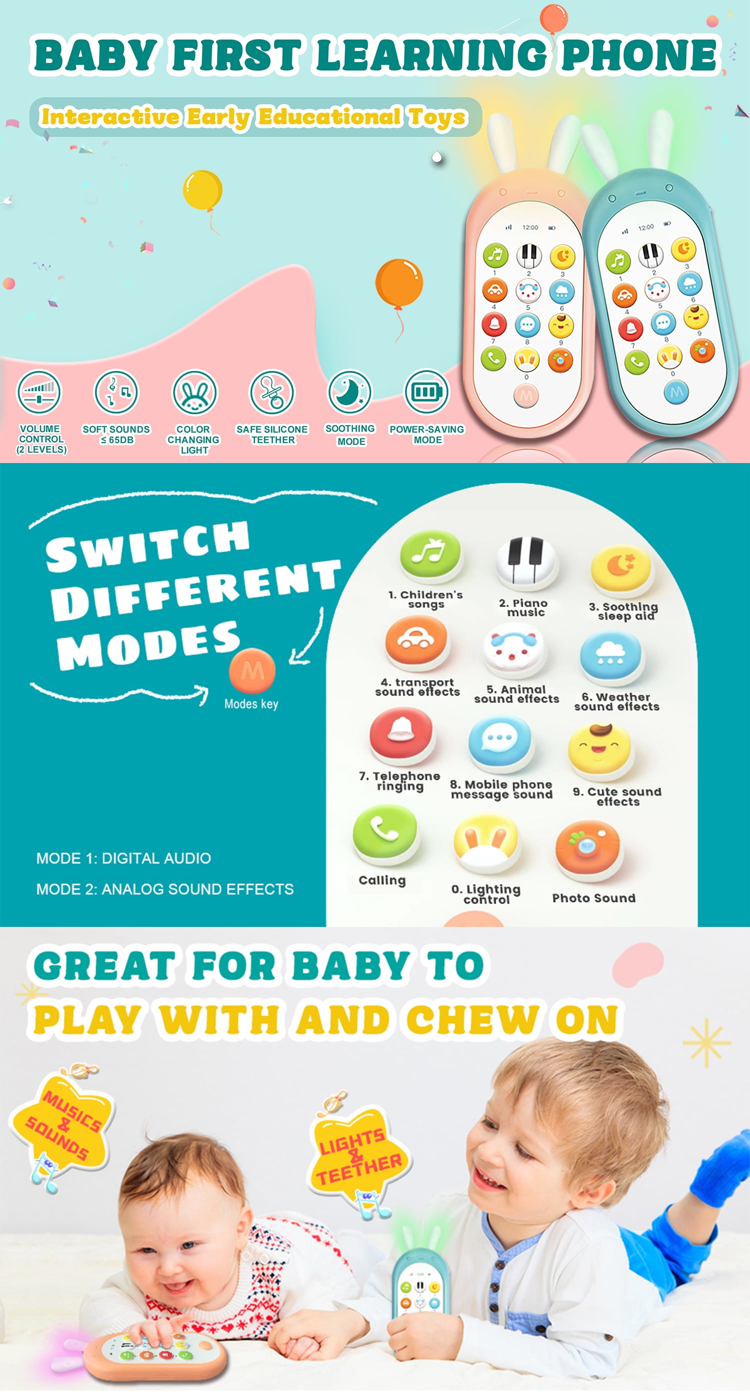 Richgv - Téléphone mobile pour Bébé - Jouets de puzzle pour