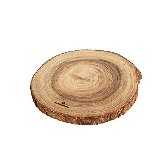 Zassenhaus Plateau de Service Rond en Bois d'Acacia Écorce Naturelle, 125, Brun
