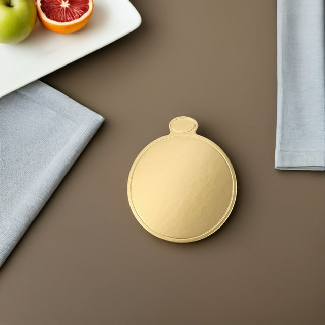 PAMINGONO 200Pcs Round Cake Board Golden Cardboard Base for Baking Mousse Desserts Easy Release and Heat Insulation