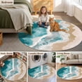 thumbnail image 6 of Round Area Rug 8ft,Bohemian Seaside Gradient Ocean Waves Washable Carpet Non-Slip Runner Accent Rugs Indoor Floor Mat for Bedroom Living Room Decor,Summer Beaches, 6 of 9