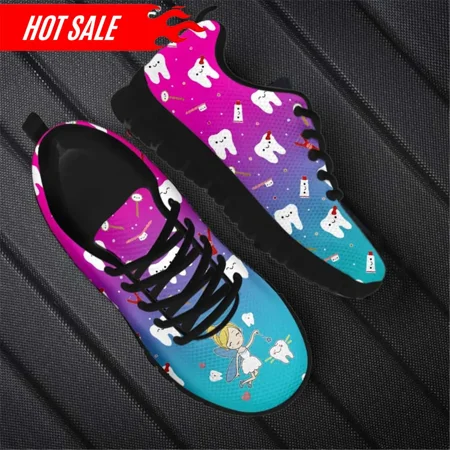 

Dentist Shoes Woman Flats Sneakers Gradient Tooth Dental Doctor Print Summer Breathable Female Shoe Ladies Footwear