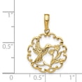 thumbnail image 3 of Auriga 14K Yellow Gold Hummingbird Flower In Frame Pendant for Women (L-23 mm,W-16 mm), 3 of 5