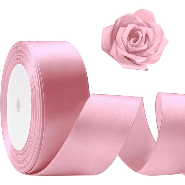 HeeHom Solid Colour Satin Ribbon Roll - 1-1/2 Inches x 25 Yards | Multipurpose Fabric Ribbon for Bouquets, Wreaths, Party Decor & DIY Crafts
