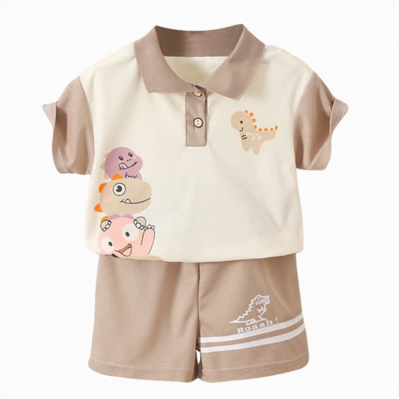 Xudanell Toddler Baby Boy Clothes for 2t 3t 4t 5t 6t Boys Cute Summer Short Sleeve T Tops Shorts Clothes Sets Baby Boy Outfits Coffee for Size 12-18 Months