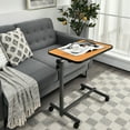 thumbnail image 3 of Gymax Set of 2 Overbed Rolling Table Over Bed Laptop Desk Tilting Top Natural, 3 of 10