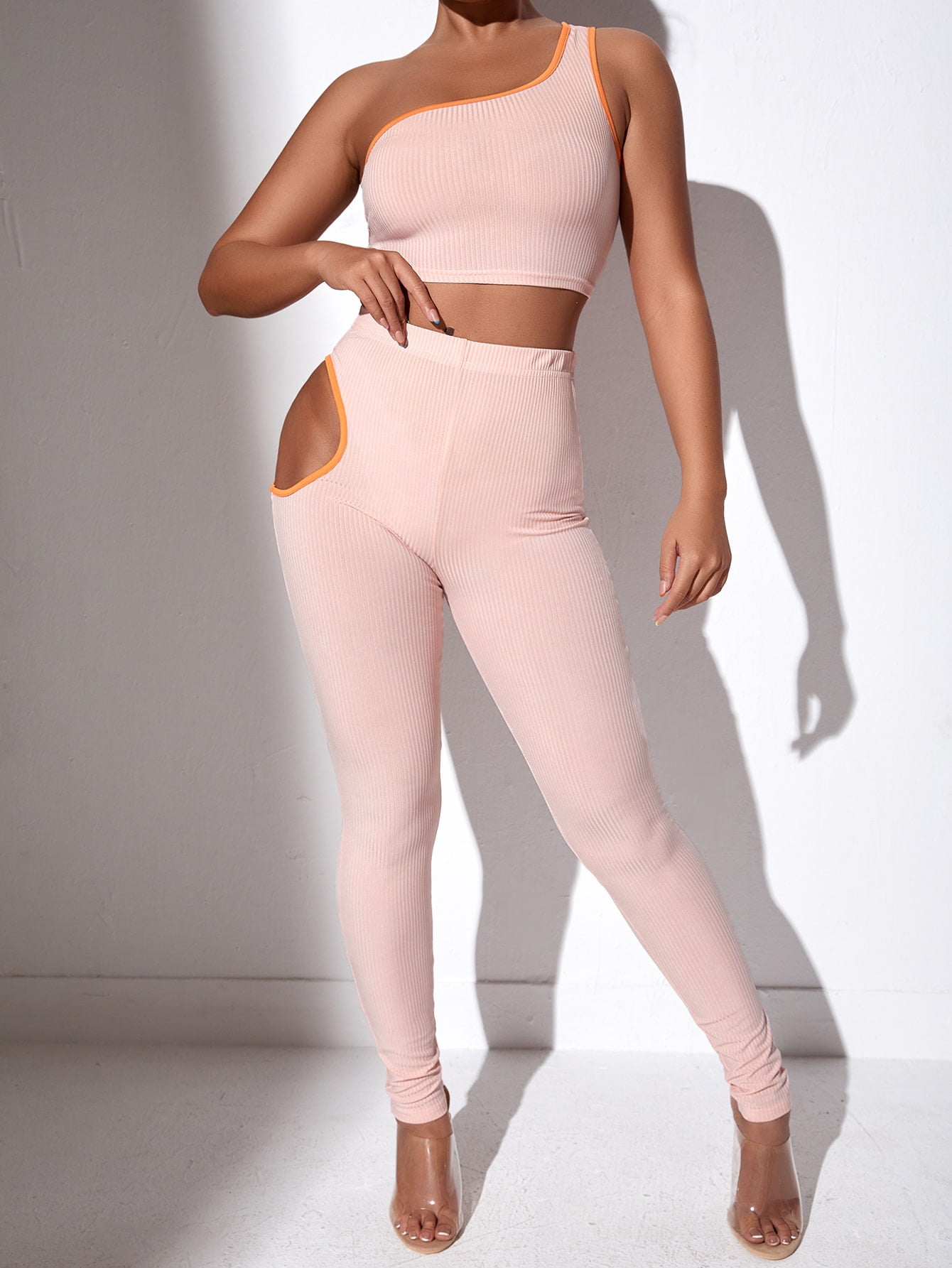 Sexy Baby Pink Women's One Shoulder 