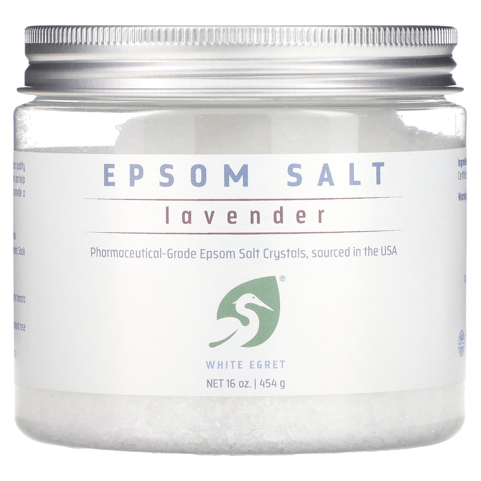 Epsom Salt, Lavender, 16 oz (454 g), White Egret Personal Care