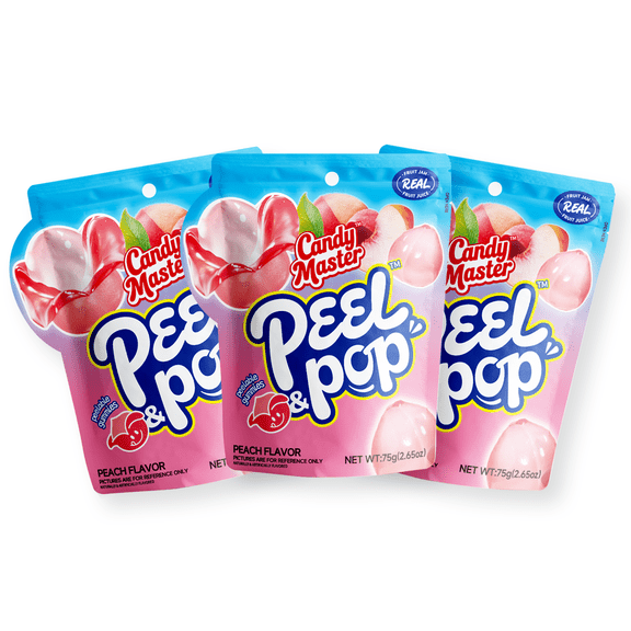 Candy Master Peel&Pop Peelable Gummy (3 Pack,Peach)