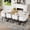 White,Wood + Seats 8 + Faux Leather,MDF, variant on 9-Piece Square Dining Table Set, Fixed White Faux Marble and Wood Grain Triamine Tabletop with 8 Black Faux Leather Chairs, Modern Kitchen Table Set for 8 People, Ideal for Family Gatherings