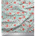 thumbnail image 1 of Soimoi Green Poly Georgette Fabric Butterfly & Floral Print Sewing Fabric Yard 42 Inch Wide, 1 of 3