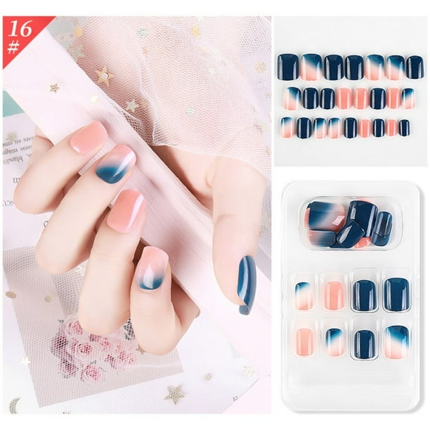 Maynos 24pcs Set Fake Nails European Rainbow Ballerina Full Nail Art Tips Artificial Detachable False Nails Walmart Com Walmart Com
