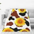 thumbnail image 1 of Fotbe Cow Print Sunflower Manta de Franela Acolchonada con Estampado, Súper Suave y Esponjosa, Extra Grande para Sofá, Cama, Uso Todo el Año-40"x30", 1 of 7