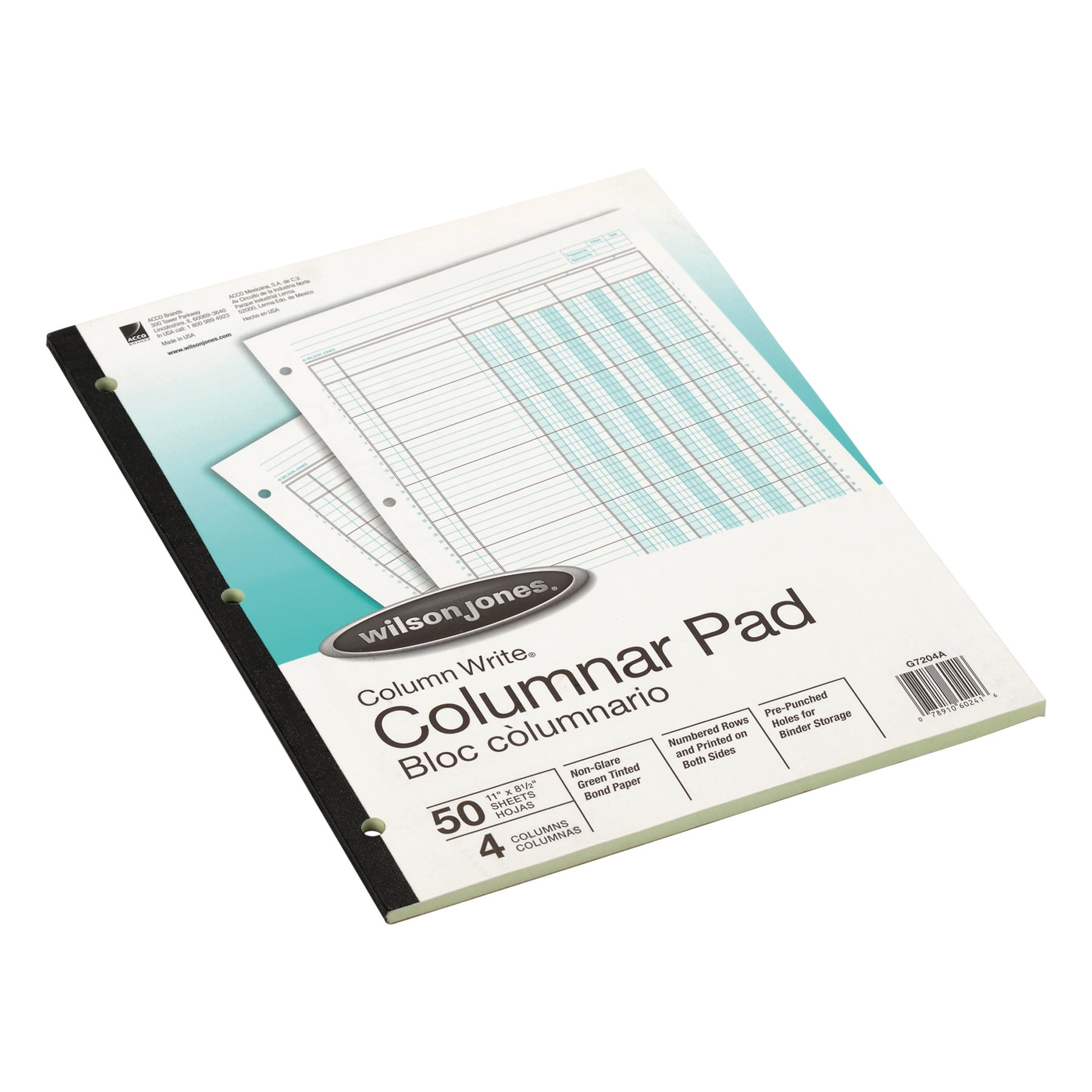 50-Sheet Pad Letter Two-Sided Four Eight-Unit Columns Wilson Jones G7204A Accounting Pad