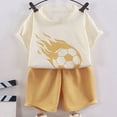 thumbnail image 5 of Letdown Toddler Boys Soccer Print Outfits Crew Neck Short Sleeve Tee Shirts and Solid Color Comfortable Shorts Activewear Two Piece Set Summer Clothes Outfits 3-12 Years Outdoor Wear, 5 of 5