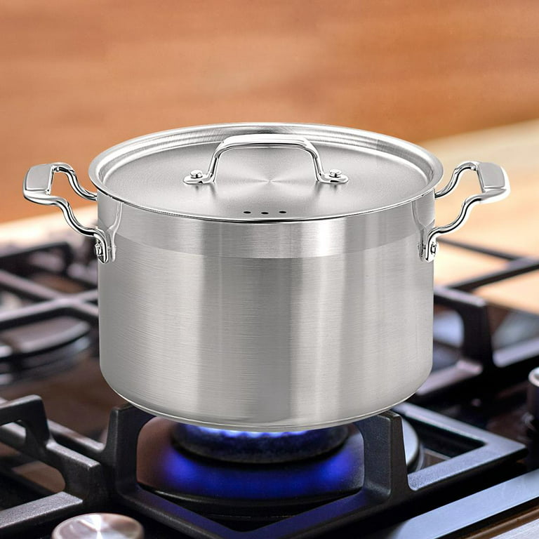  NutriChef 6-Quart Stainless Steel Stock Pot - 18/8 Food Grade  Steel Heavy Duty Induction - Stock Pot, Stew Pot, Simmering Pot, Soup Pot  with See-Through Lid, Dishwasher Safe - NutriChef NCSP6