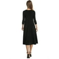 thumbnail image 4 of facefd Robe Femme Col Rond Costume Automne Manches Mi-Automne Grande Robe Évasée Noire S, 4 of 6