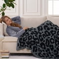 thumbnail image 3 of Joyfy Black Grey Leopard Knitted Throw Blanket 50x60 Inches, Cozy Soft Throw for Couch, Bed, Sofa - Cute Aesthetic Room Decor and Gift for Women, Mom, Girls, Mothers Birthday, 3 of 9